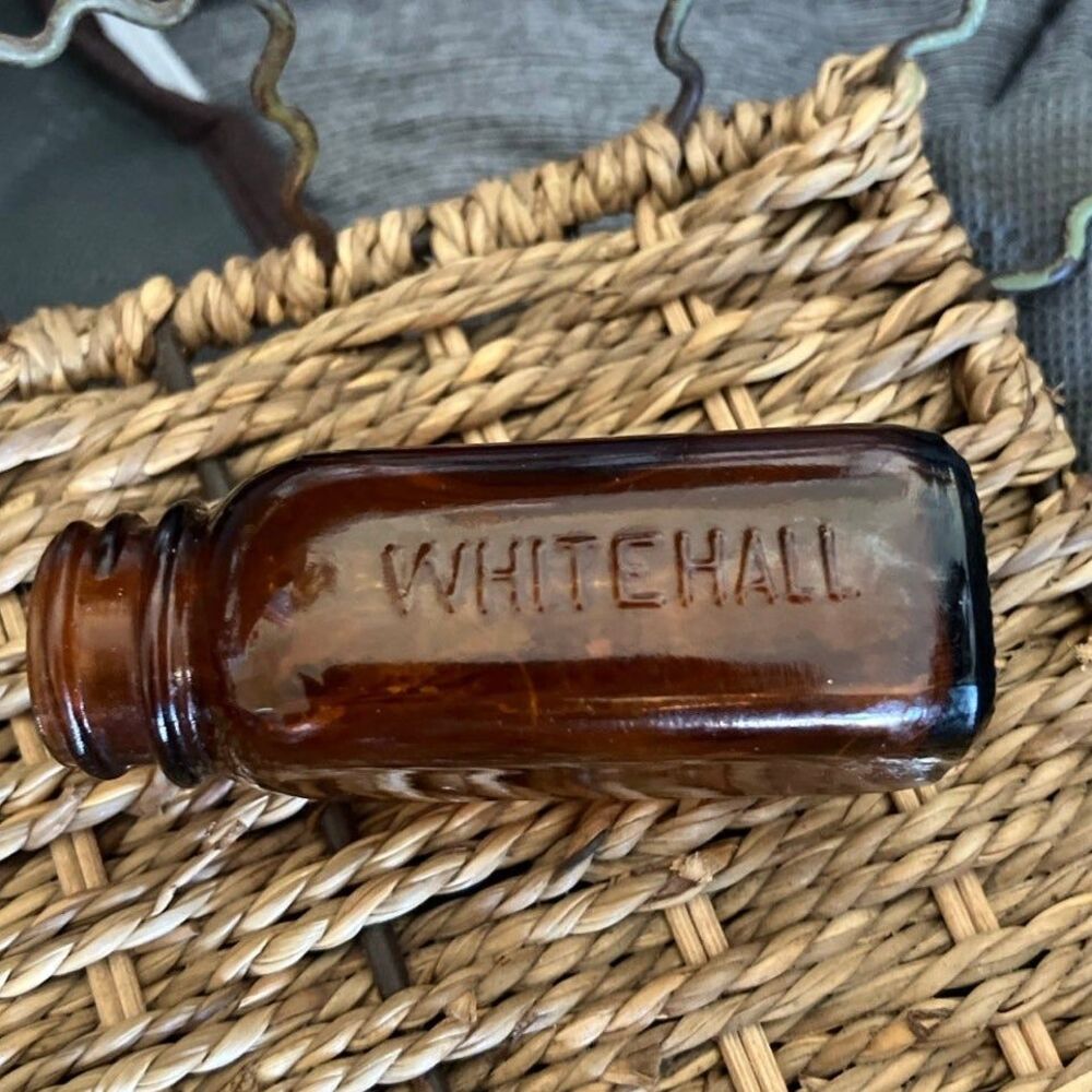 Amber Glass Anacin Bottle by Whitehall Antique Rooting Vase Smalls Medicine